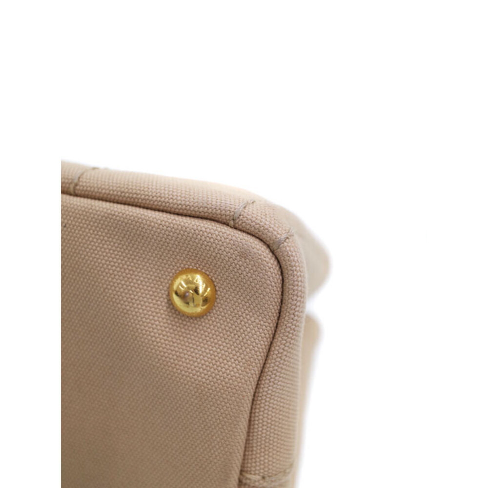 Prada Canapa Tote canvas handbag top handles 2way Beige Tan - Picture 8 of 9